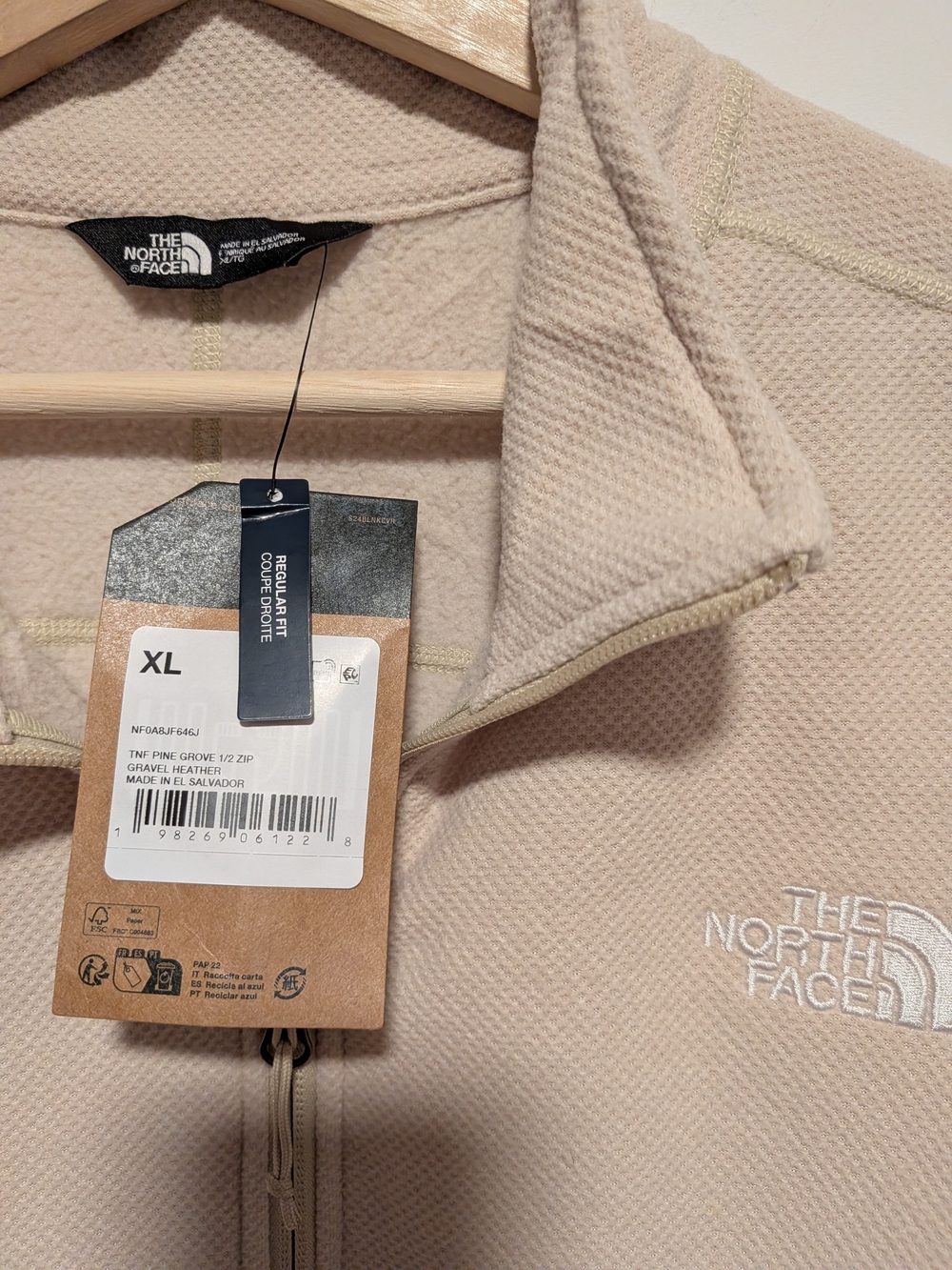 The North Face Men's Textured Pine Grove 1/2 Zip Fleece Pullover Gravel Heather - Picture 3 of 8